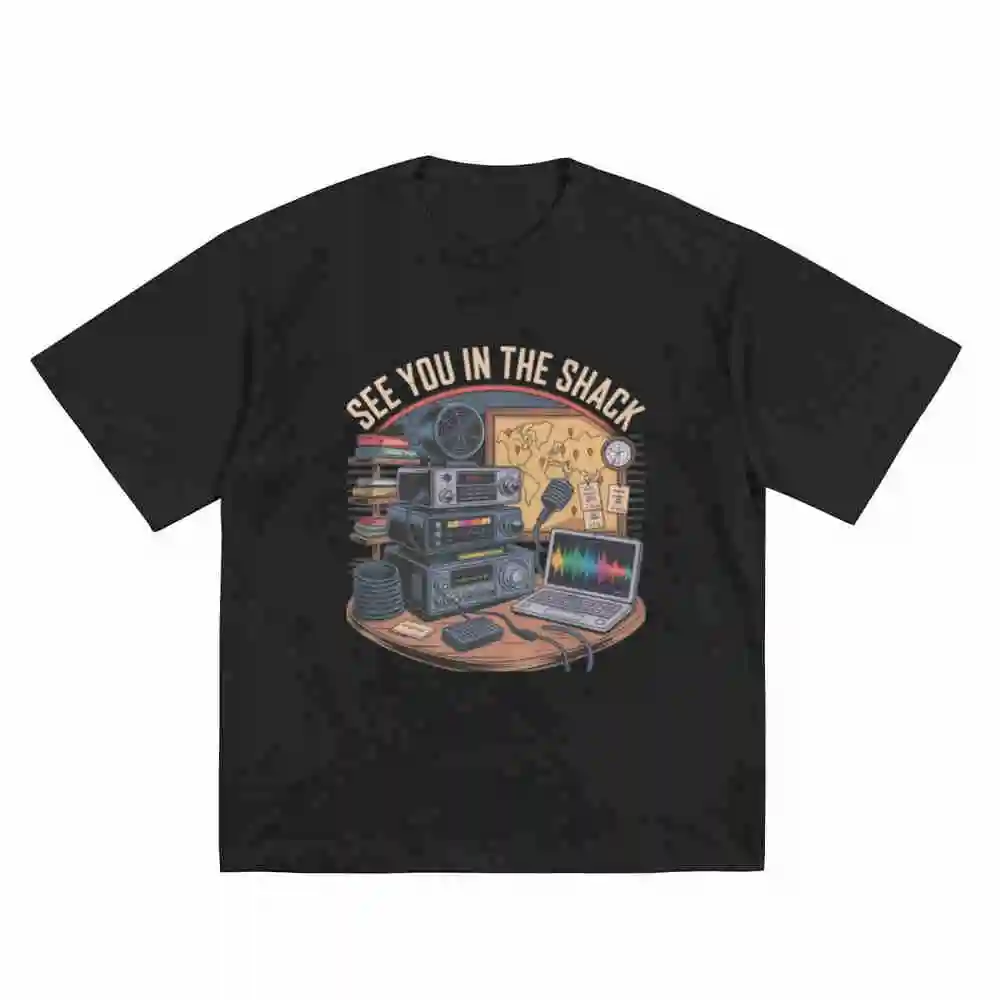 Ham Radio Amateur Shack Call Sign Short Sleeve Tee 100% Cotton T-Shirt