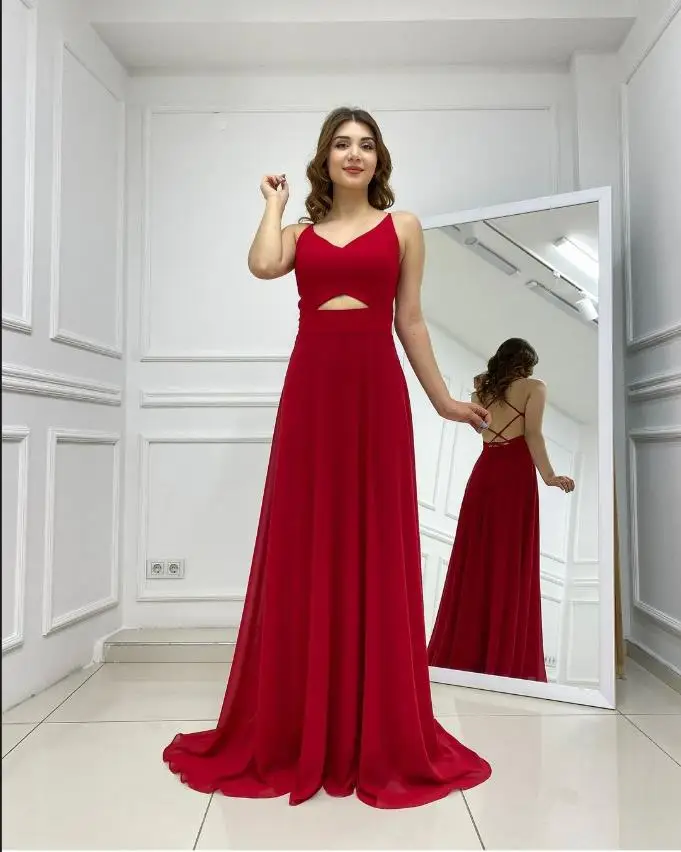 

A-Line Long Chiffon Prom Dresses Sweep Train Evening Party Dress Abendkleider Robes de Soirée for Women2023