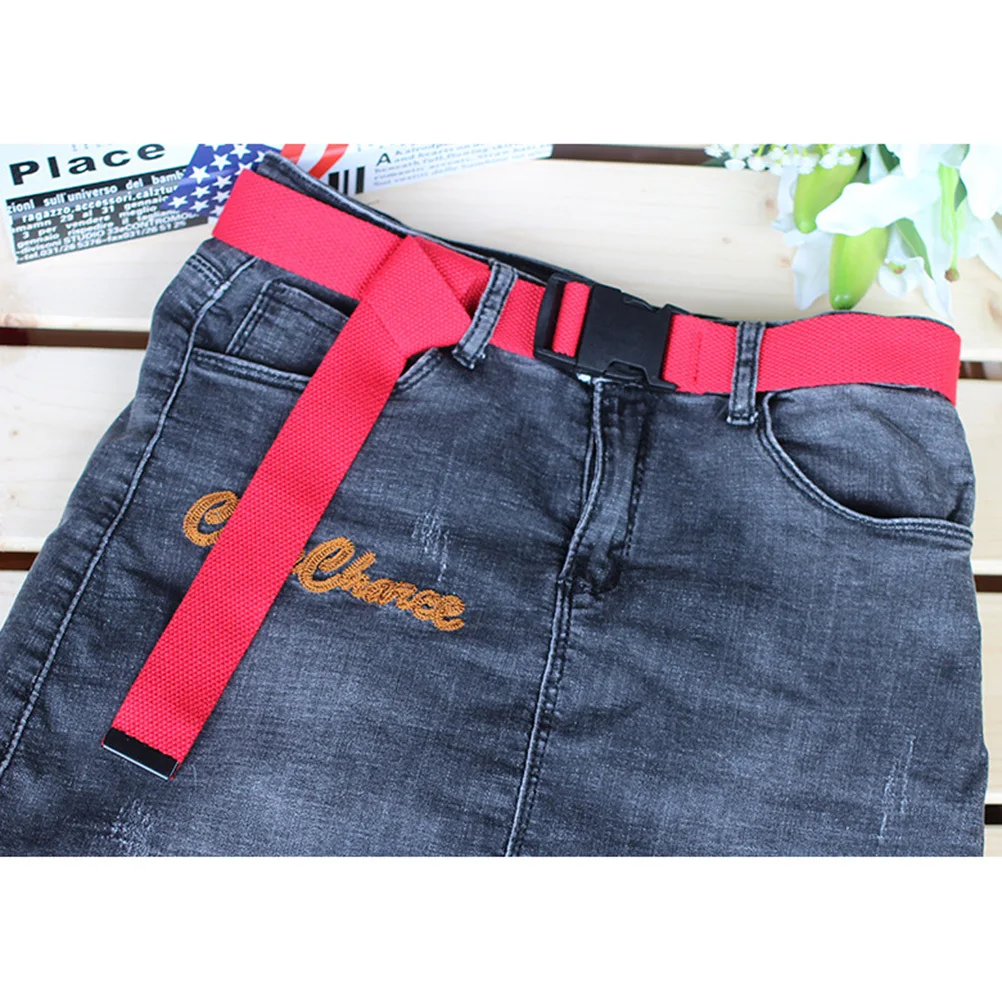 قطعتان من حزام الخصر القماشي القابل للتعديل بإبزيم بلاستيكي خفيف الوزن وجيد التهوية وحزام بسيط كاجوال للرجال والنساء للجنسين