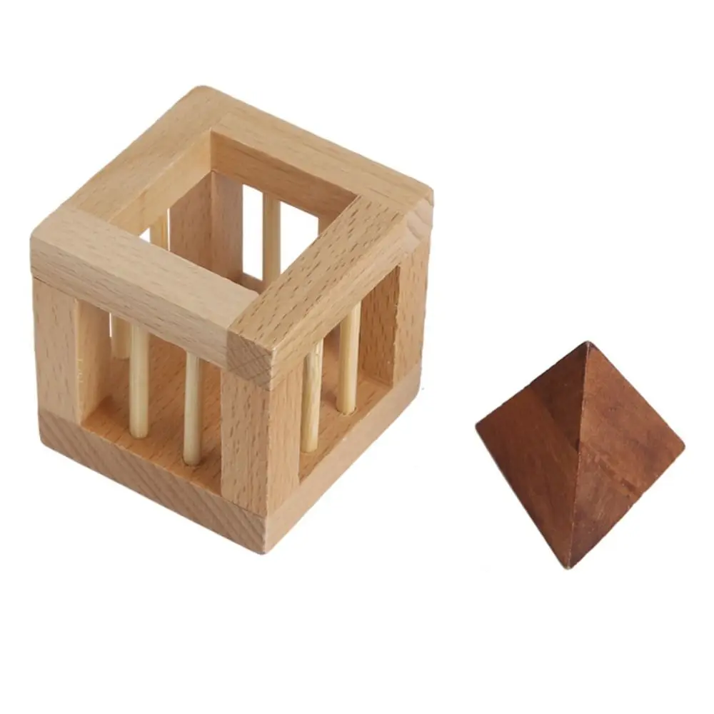 Ontgrendel houten hersenkrakerpuzzel Driehoekskooi Teaserpuzzel 3D Ontgrendel houten hersenkraker