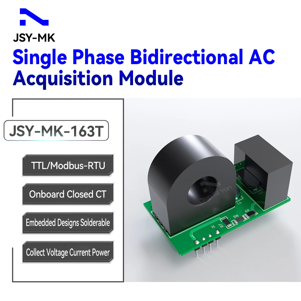 JSY-MK-163T 50A Bi-directional Single-phase Energy Metering Module With On-board CT TTL Modbus