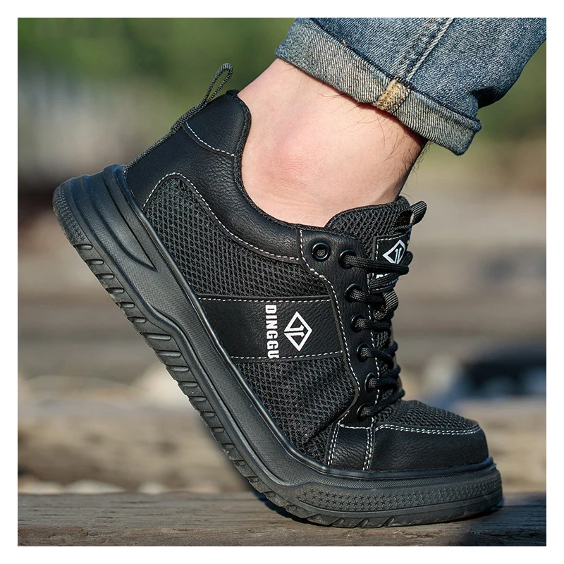 men fashion breathable steel toe caps working safety shoes summer tooling security boots worker safe sneakers protect footwear