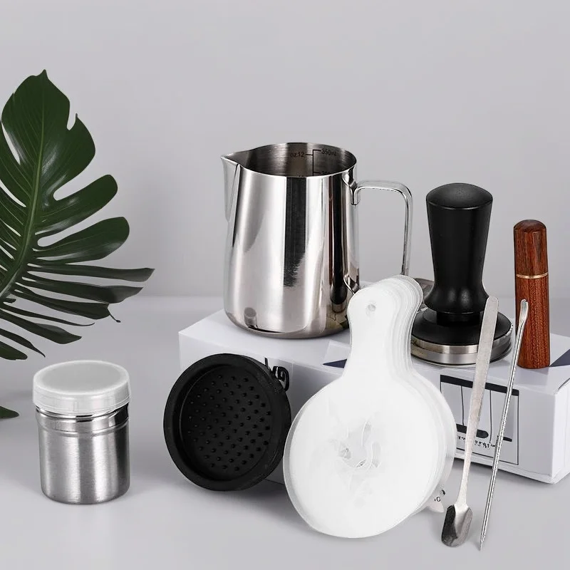 Espresso Kaffee Werkzeug Starter Kit Barista Geschenk Set Für Anfänger Maschine Verwenden Tamper Milch Krug Pinsel Löffel Zubehör Bundle