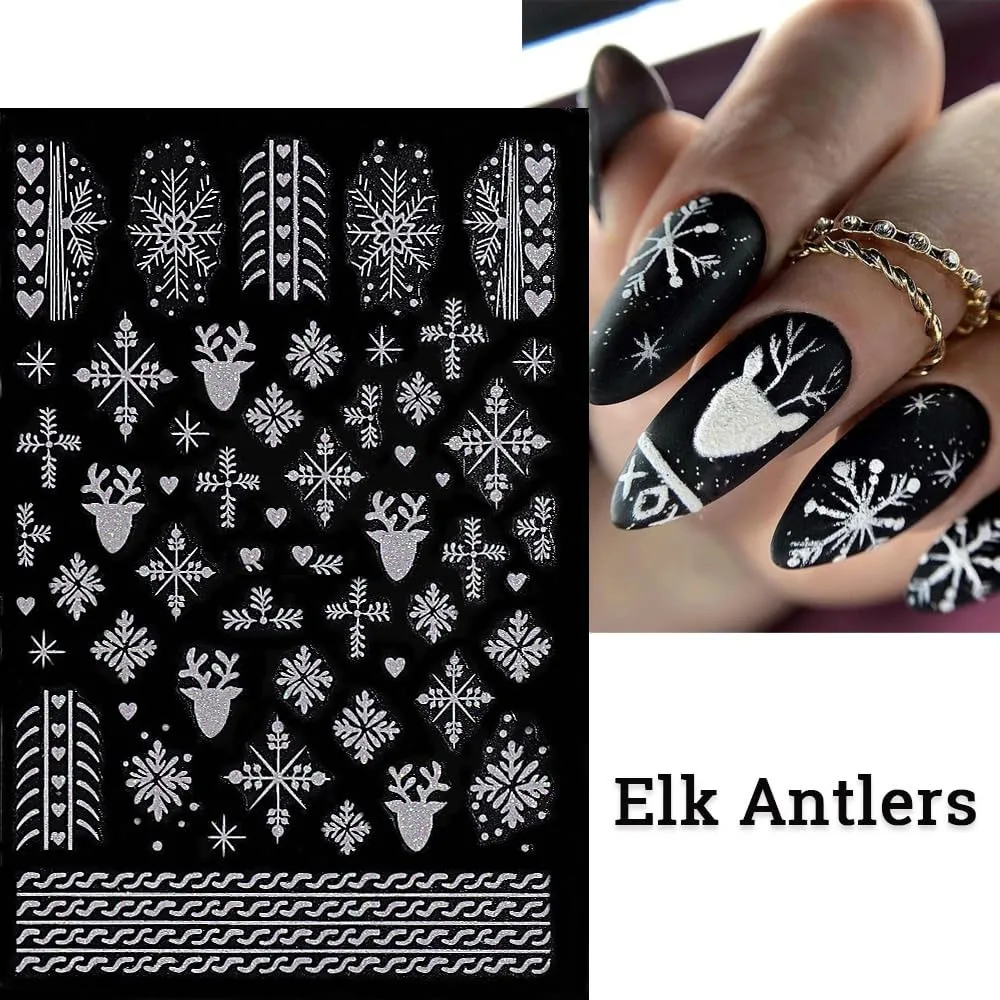 Autocollants 3D en Forme de Flocon de Neige pour Ongles, Décalcomanies à Paillettes Laser, Blanc, Noël, Manucure, DIY, Décoration Artistique, 30/12/10/6 Pièces