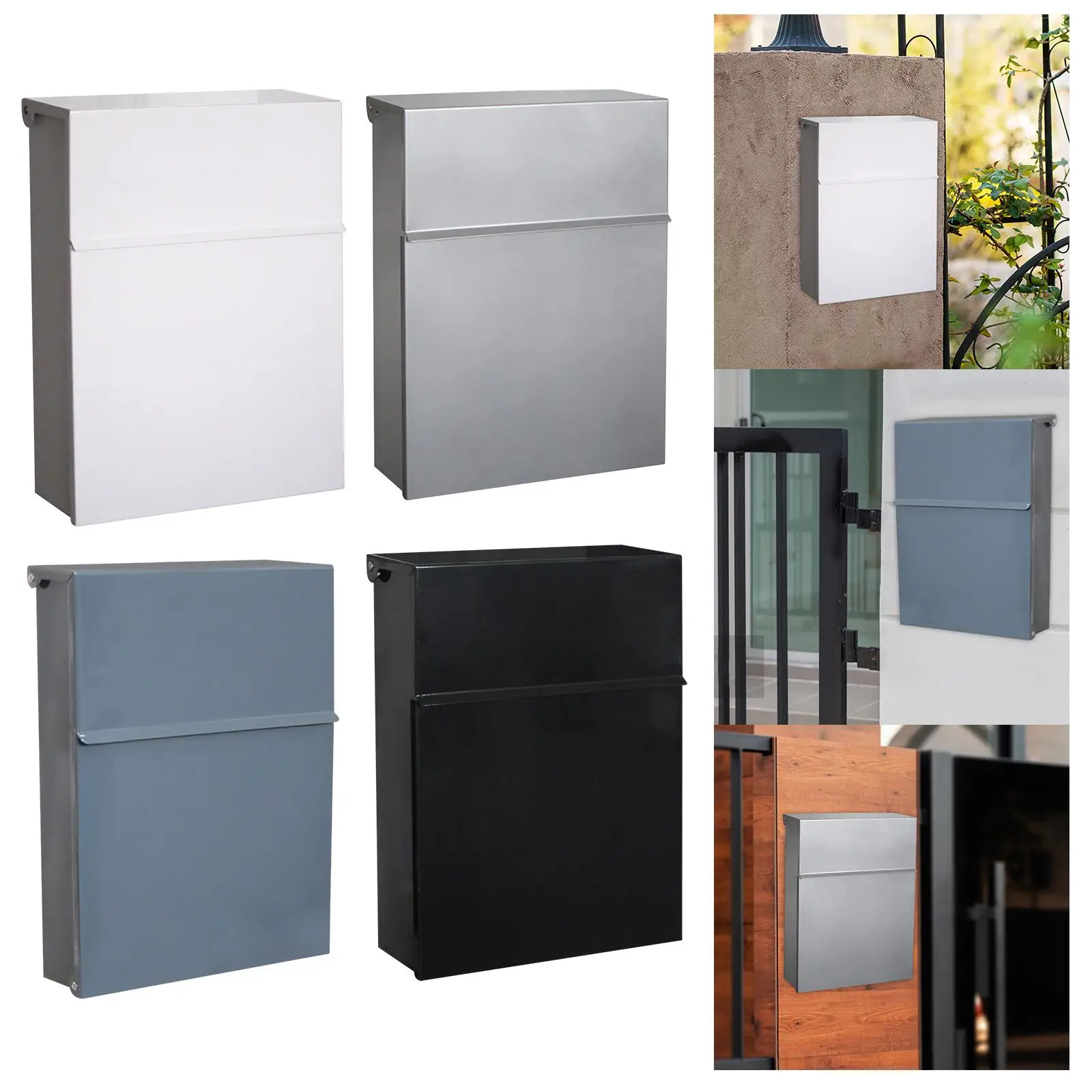 

Wall Mount Mailbox Letter Box Post Letter Large Capacity Retro Style with Key