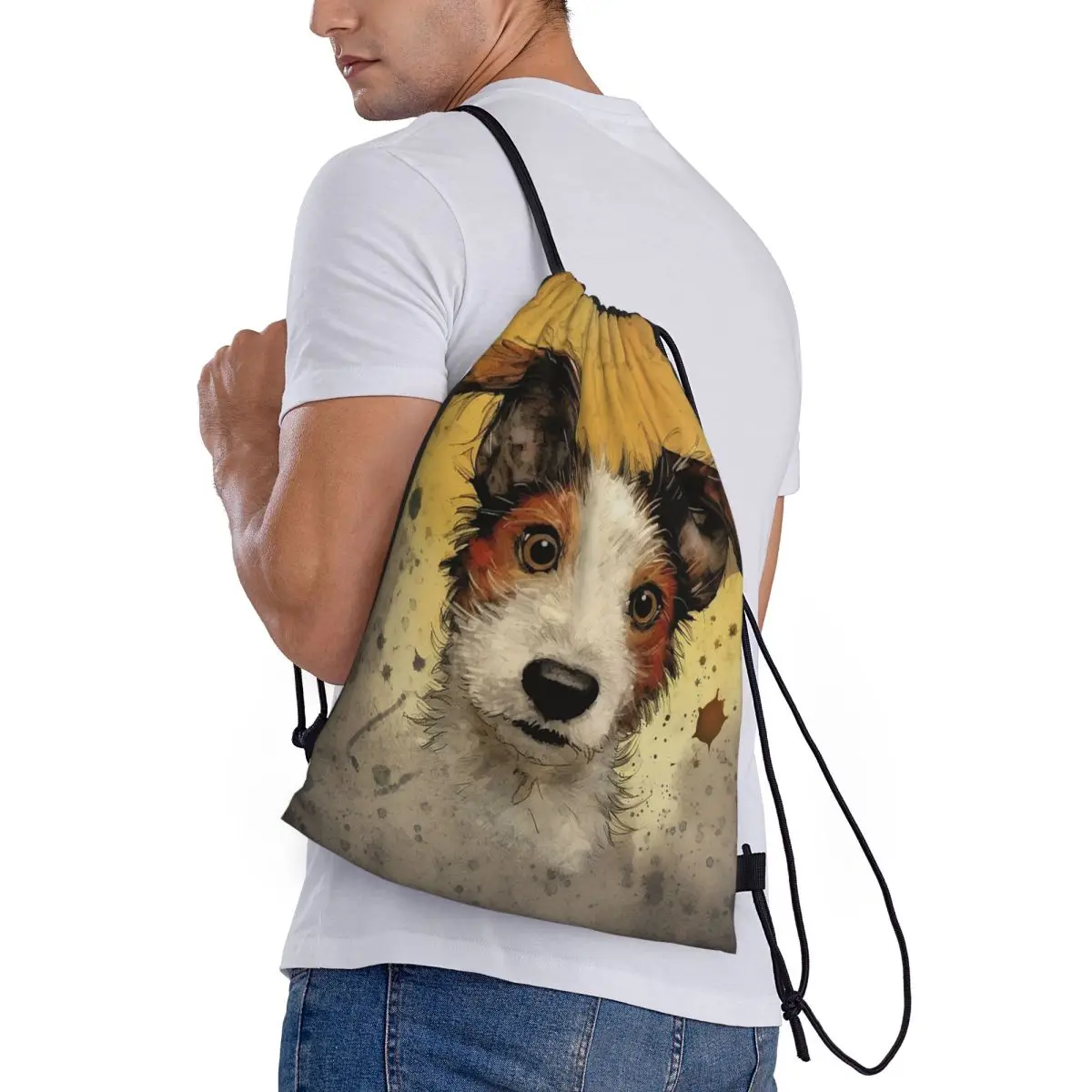 

Рюкзаки для собак пород джек-рассел-терьер, многофункциональные сумки на шнурке с карманами для хранения, сумки для книг, сумки для путешествий и школы