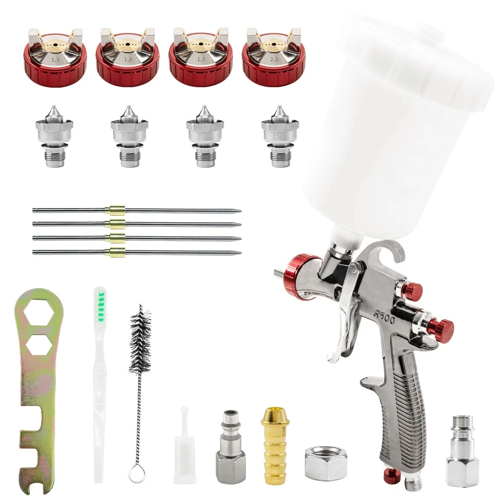 

LVLP Spray Gun R500 Professional Airbrush For Car Pneumatic Automotive paint Spray Gun Kit 1.3 1.5 1.7 2.0mm