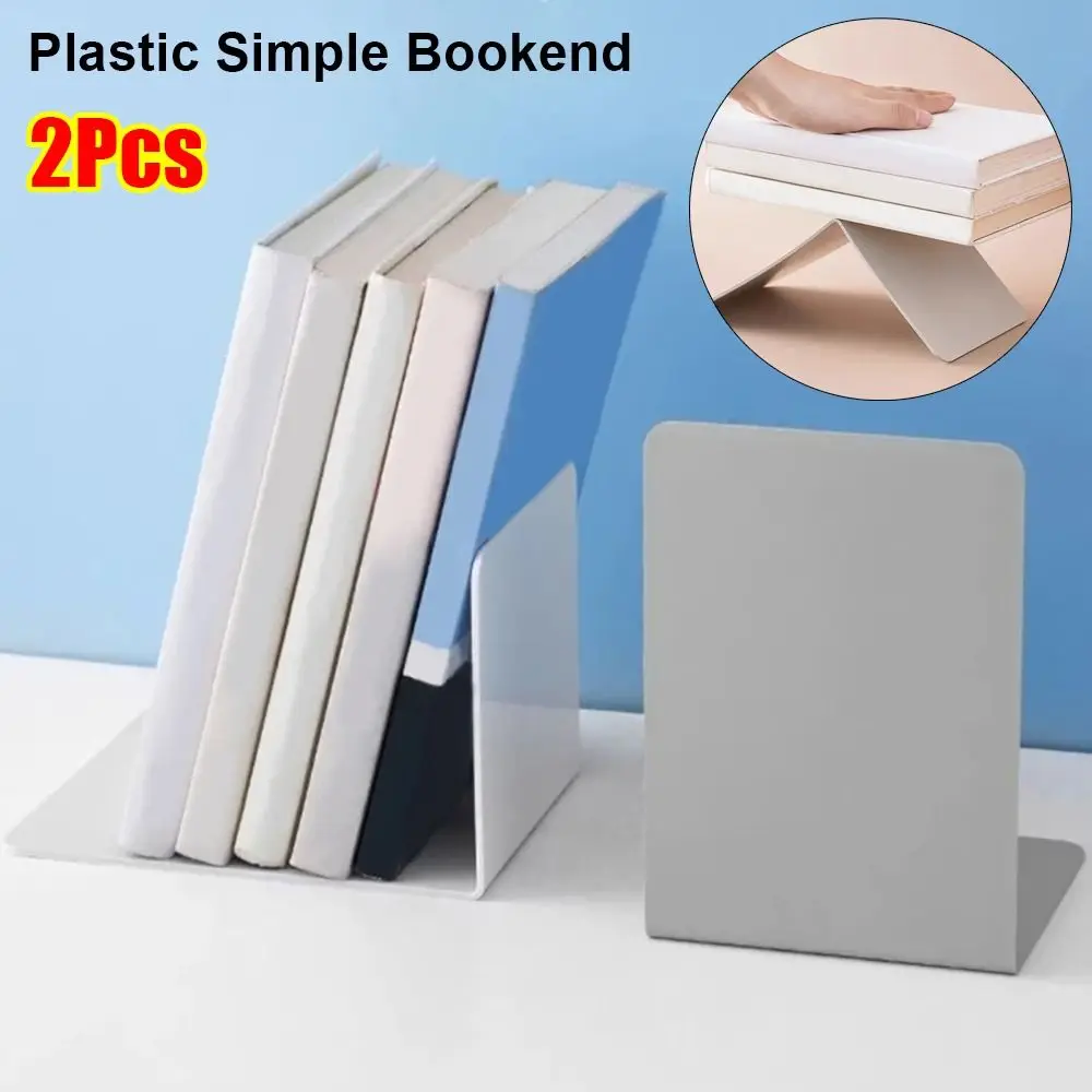 

1/2Pcs L-Shaped Simple Bookend Thickened with Anti-slip Design Book Stoppers Holders Decorative Plastic Desk Bookshelf