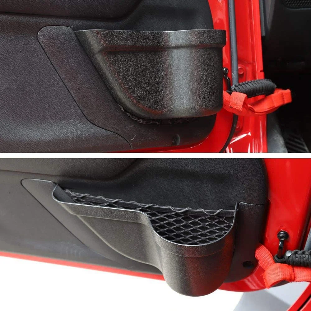 Front Door Pockets Storage Inserts Side Organizer Box for Jeep Wrangler 2011-2018 JK JKU Interior Accessories