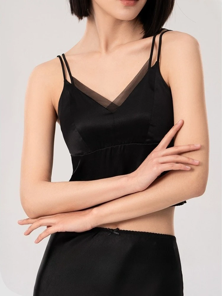 Luxury Silk Women's Bras Backless Camisole Female Bra Top Comfortable Underwear for Woman Tank Top with Cups Sexy Women Lingerie