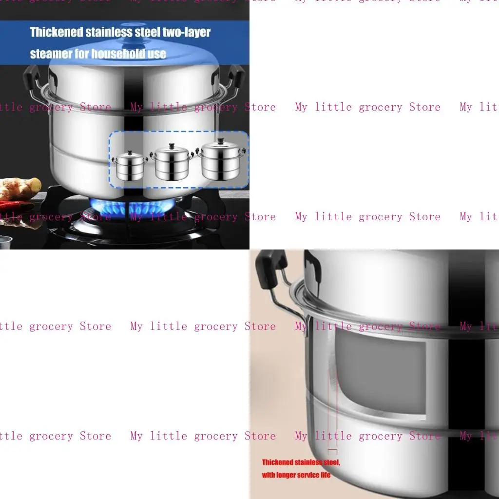 

D5BD Multipurpose Steamer Pot with Steam Rack and Heat Resistant Handle Thickened Stainless Steel Cookware Kitchen Gadget