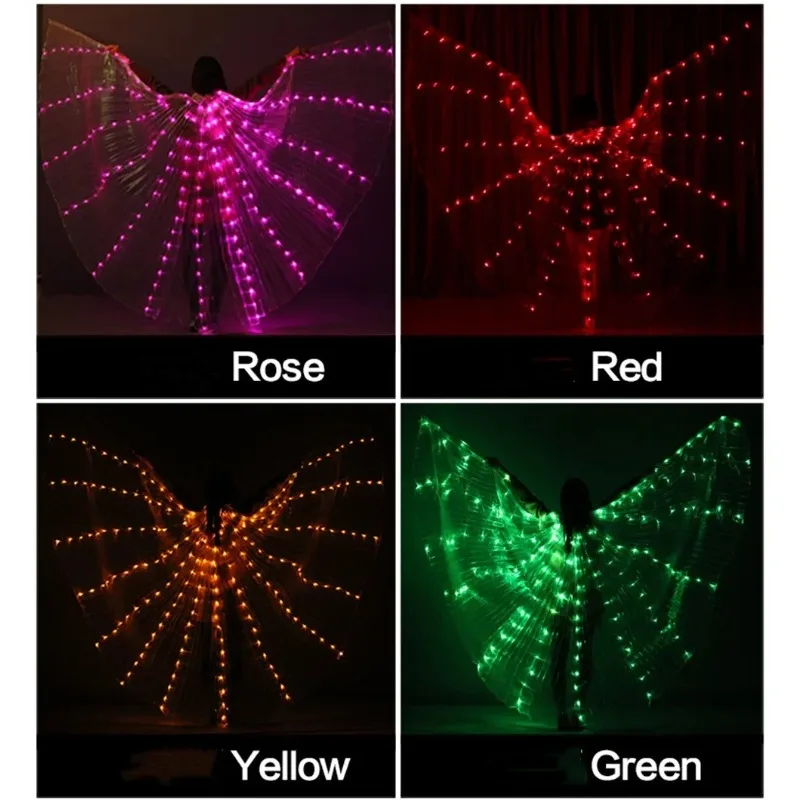 New LED Wings Belly Dance Butterfly Party Festival Performance Fluorescen Isis Wings Carnival Costumes Shows For Adult Child