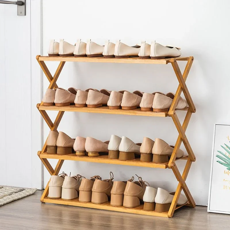 

A 3 Tier Custom Portable Assembly Free Wooden Bamboo Panel Shoe Rack