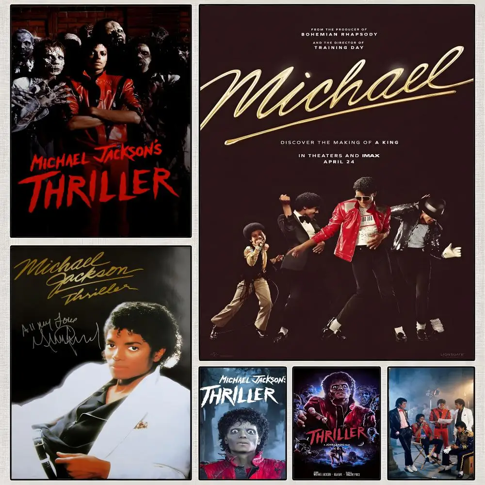 Singer Michael Jackson Thriller Bad Poster PP Wall Art Print Removable Water-Resistant Home Decor For Bedroom Apartment Gift