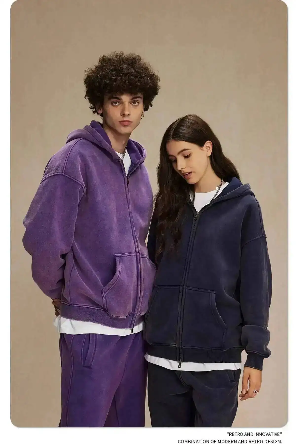 IEFB Men's Wear Wax Printing Vintage Male Hoodies Oversized Loose Zipper Water Washed Plush Sweatshirt Trendy New 9C9349 31 Sbb276e2a0995470696780d86c283fb09n
