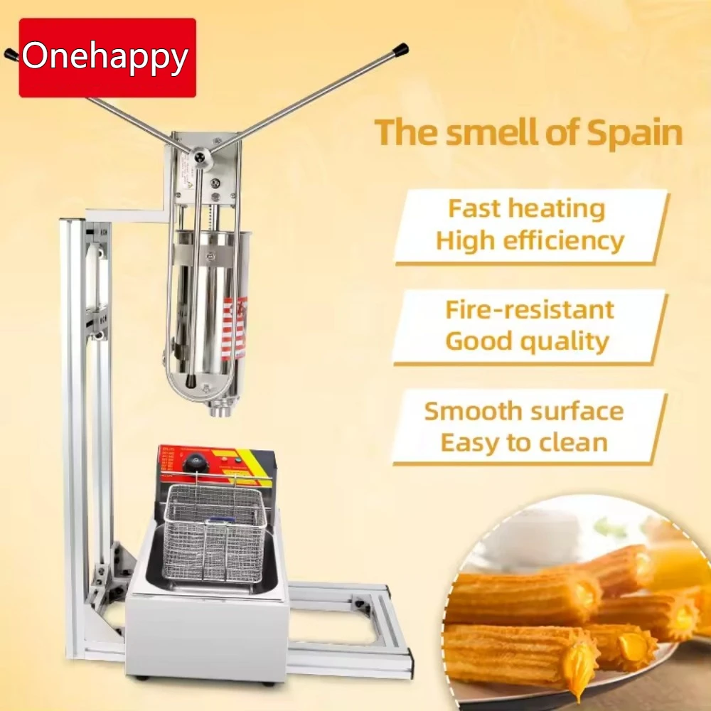 

Stainless Steel Automatic Spanish Churro Machine (Churrera) with Fryer - Commercial Snack Maker High Efficiency