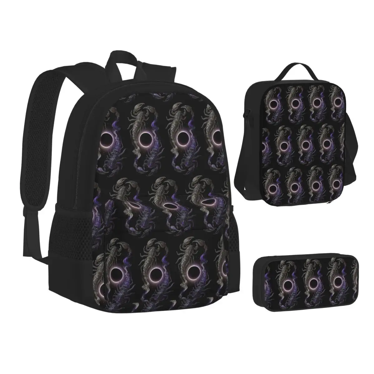 

Scorpio Zodiac Backpacks Students Bookbag School Bags Kids Rucksack Lunch Bag Pen Bag Three-Piece Set