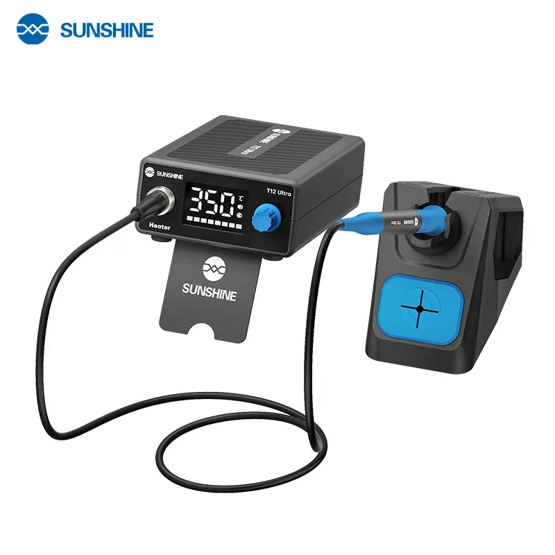 محطة لحام تسخين سريعة SUNSHINE T12 Ultra 80 وات مع وضع النوم متوافقة مع نصائح T12 لإصلاح لحام رقاقة لوحة دارات مطبوعة