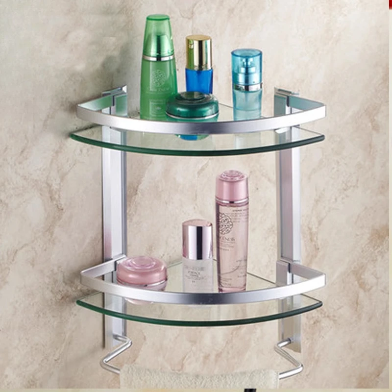 

Tempered glass double tripod bathroom rack washstand cosmetic rack