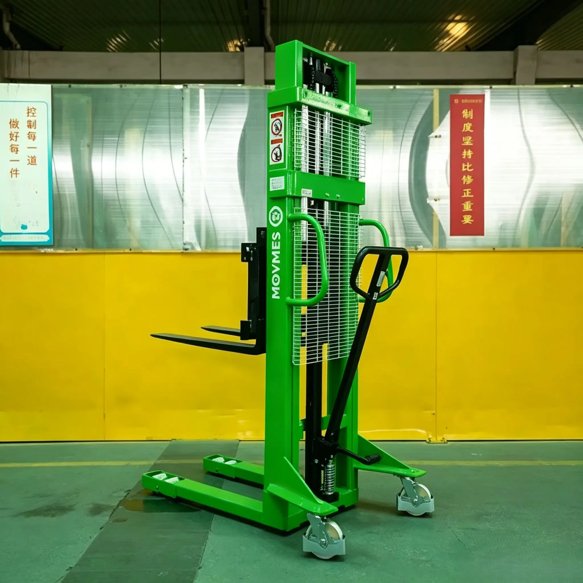 Manual Pallet Lifter Hand Stacker PU Fork Wheel 75mm Fork Height 1000kg Load Capacity 1600mm Lift Height 1 Year Warranty