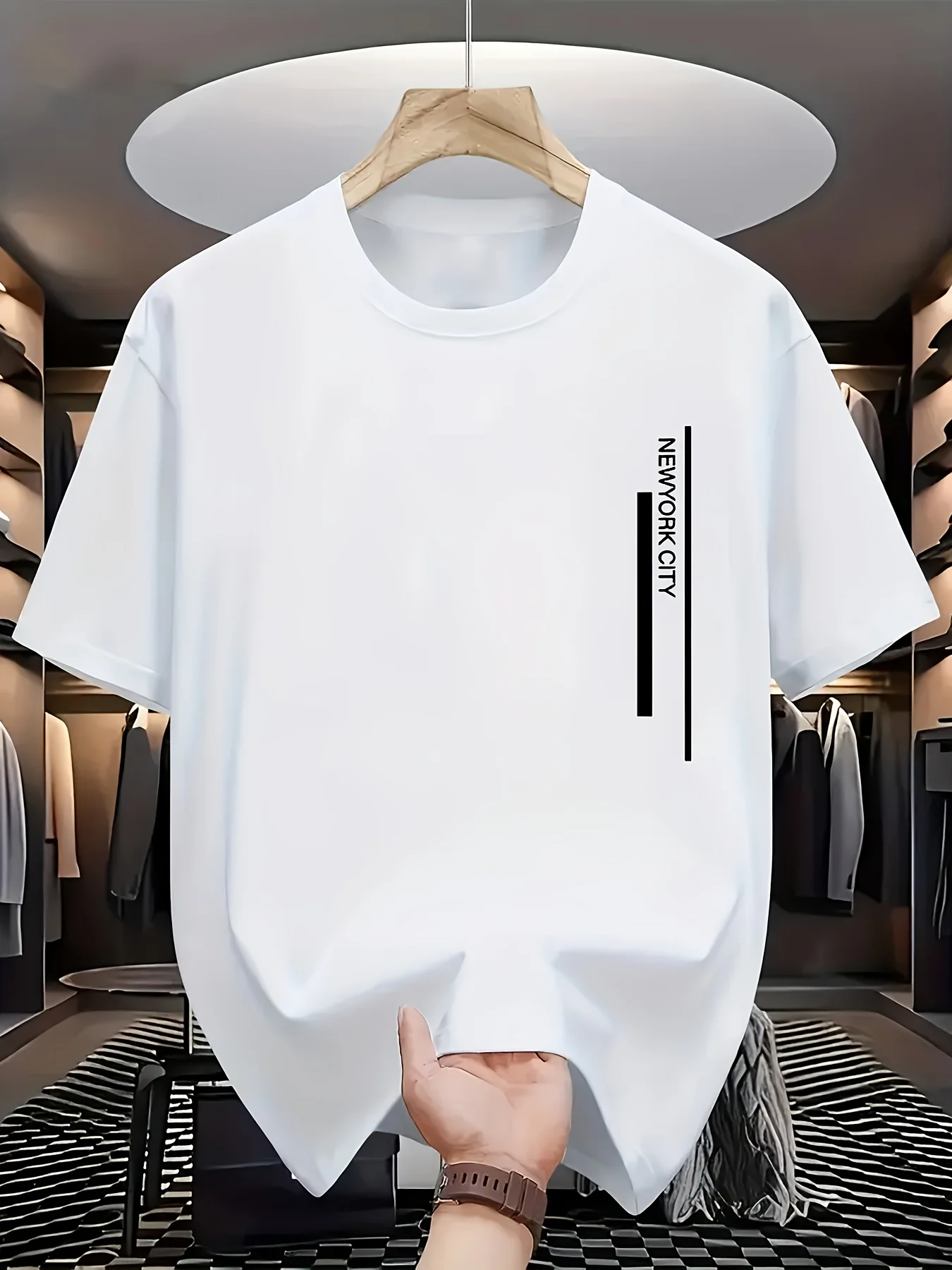 2026 Summer Men's Fashion Trend Casual Linear Combination Simple Print Top