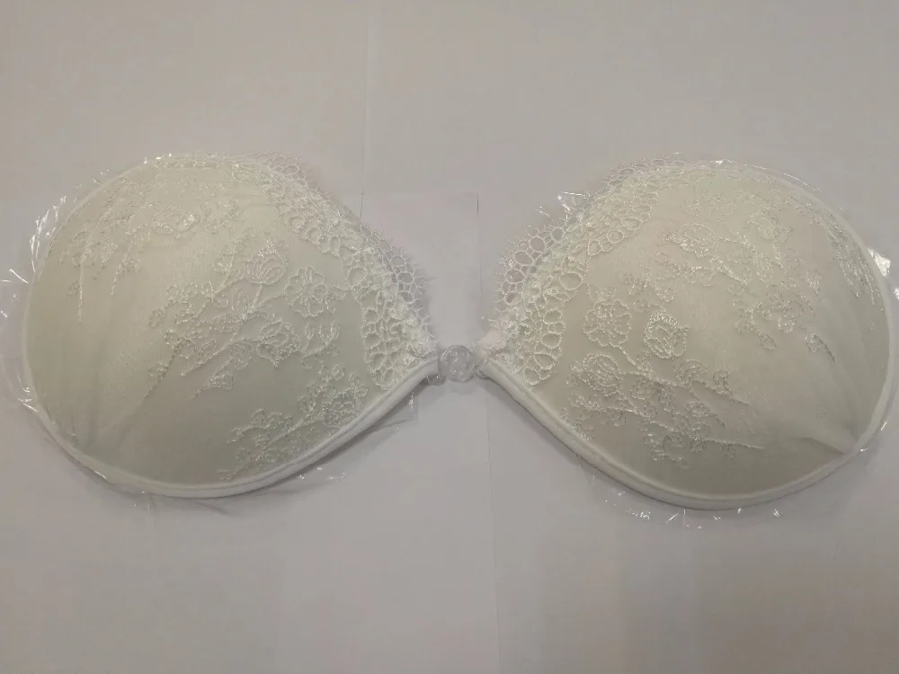 White Lace Embroidery Bra Super Push Up Silicone Bralette Backless Strapless Invisible Bras for Women Wedding Bikini