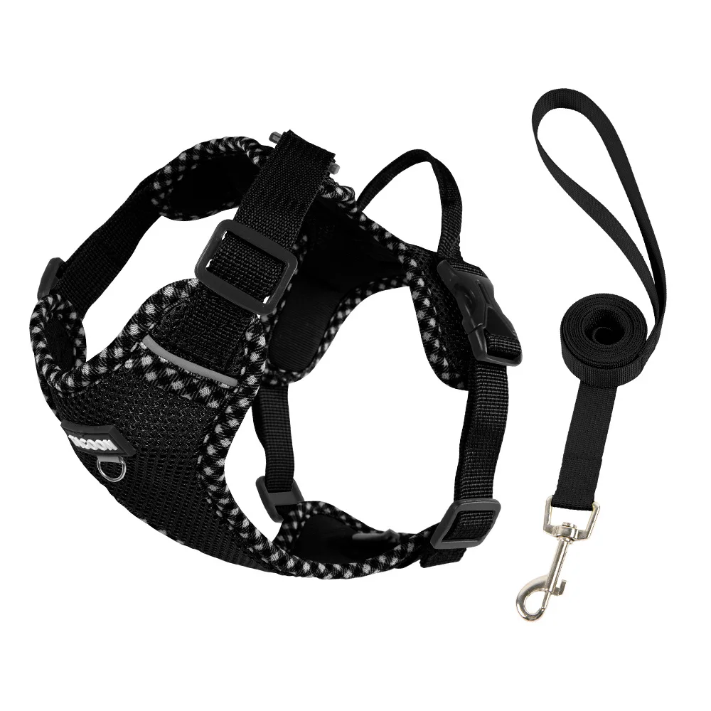Conjunto de arnés y correa ultraligeros y suaves para perros: chaleco de malla transpirable y respetuoso con la piel, con correas totalmente ajustables para todas las razas._voghion.com