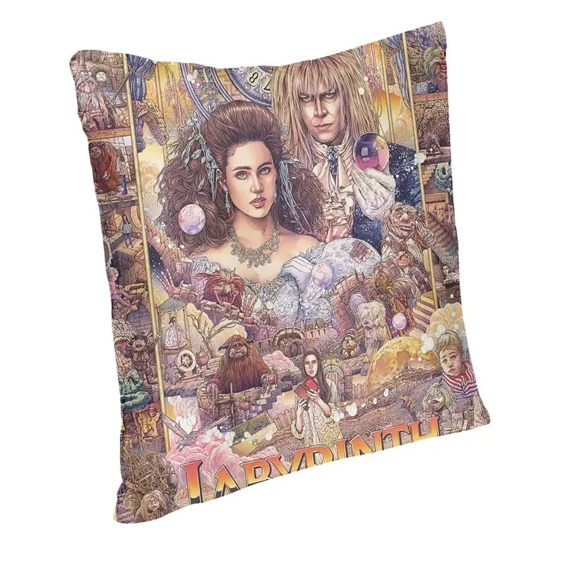 Labyrinth Movie Cushion Cover 45x45 Soft Horror Adventure Movie Throw Pillow Case for Sofa Car Square Pillowcase Decoration