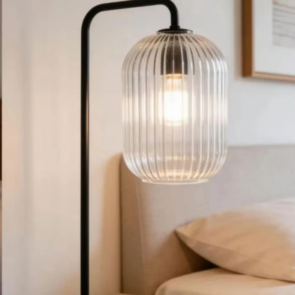 Decorative Cover Striped Glass Lamp Shade Vertical Striped Lantern Shaped Wall Sconce