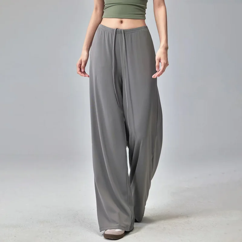 

High Waist Casual Pants Breathable Cool Loose Yoga Pants Thin Quick-Dry Sports Pants Summer Training Running Wide-Leg Long Pants