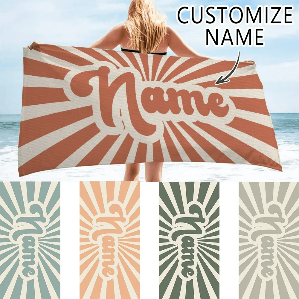 Customized Beach Towel Name Personalized Beach Towel Absorbent Bath Towel Lightweight & Compact Pool Towel Summer Wholesale