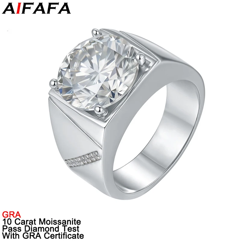 10 Carat Real D Color Moissanite Diamond Rings for Men Women Stunning Big Moissanite Ring Fine Jewelry GRA