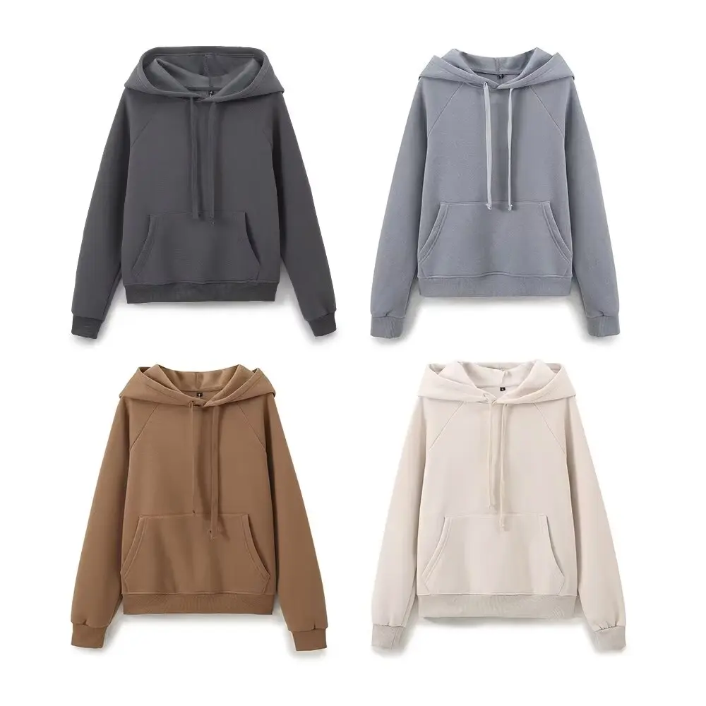 Tangada 2024 Women Solid Fleece Oversized Sweatshirts Long Sleeve Loose Hood Pullovers 6H0339