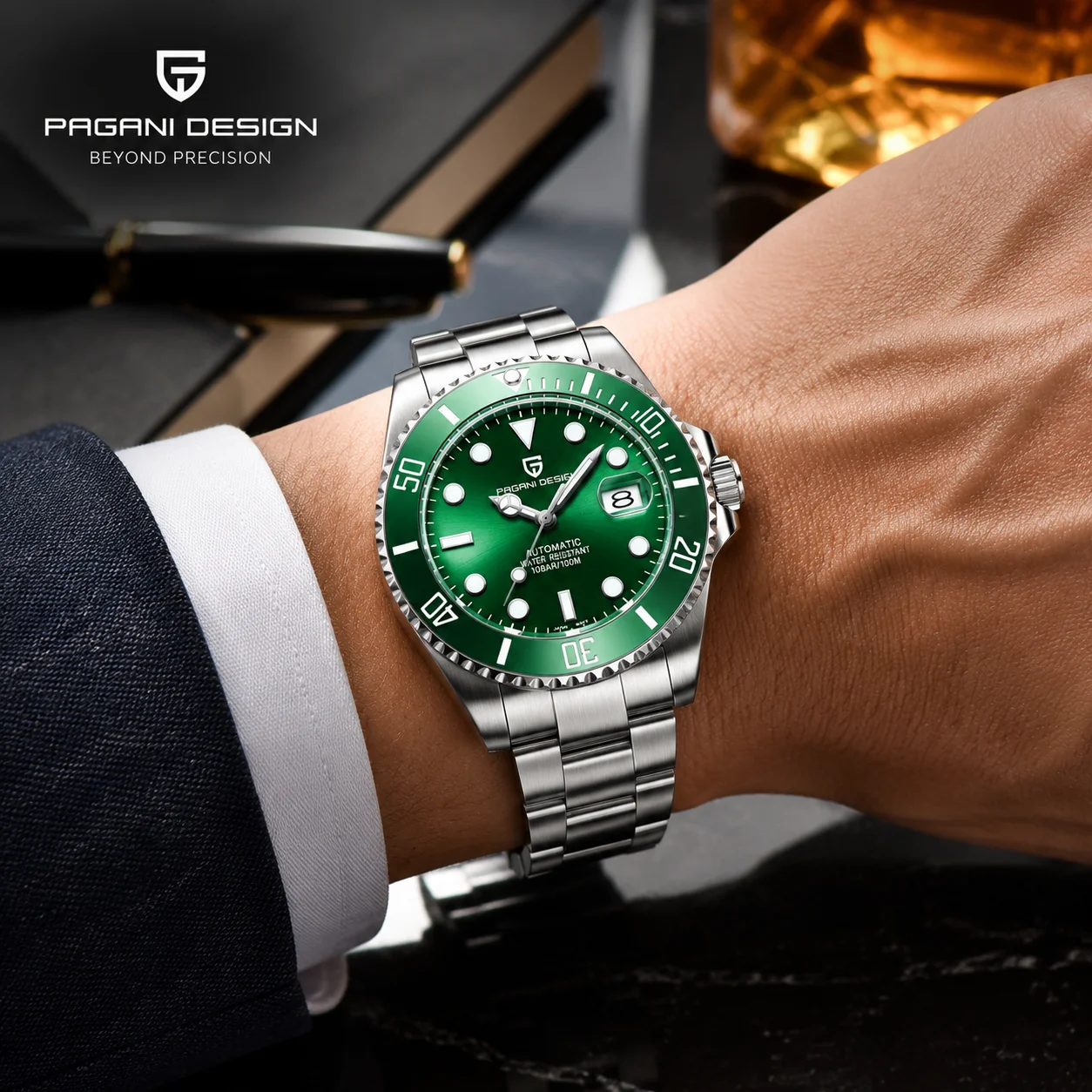 PAGANI 43mm Men's Mechanical Watch Luxury Stainless Steel Diver Watch Sapphire Crystal Luminous Waterproof Busines Wristwatch - view 3