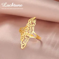 Lucktune Hollow Palestine Map Rings for Women Stainless Steel Adjustable Gold Color Country Rings 2025 Jewelry Anniversary Gifts