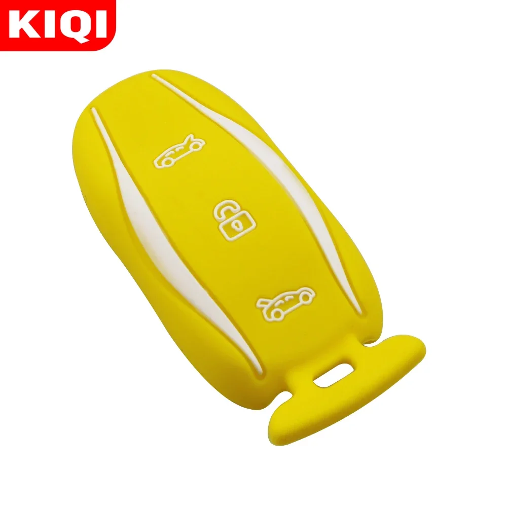 KIQI Silicone Key Cover Remote Fob Pocket for Tesla Model S 3 X Key Covers Case Holder 75D 90D P100D Keychain Car Styling