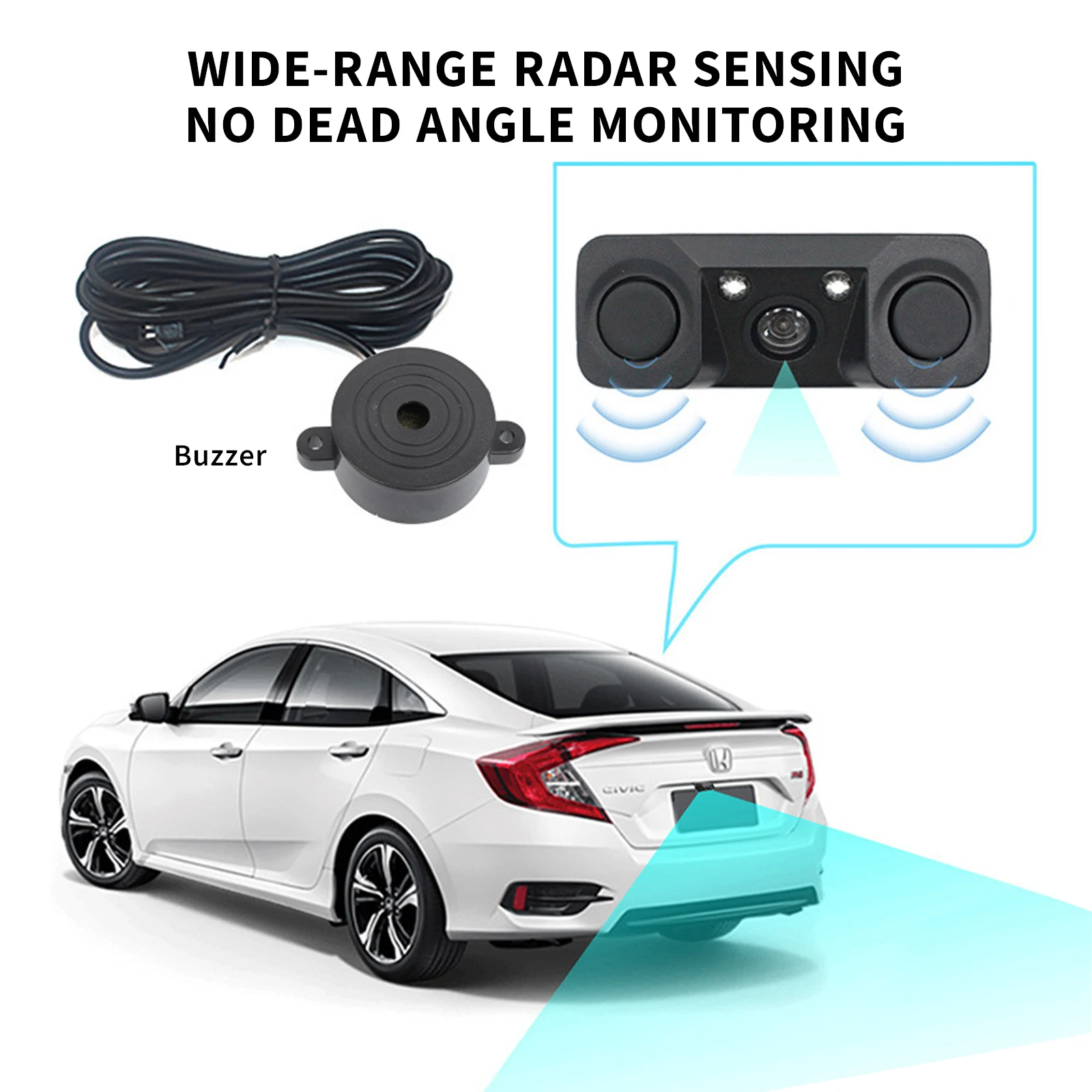 3IN1 Car Parking Sensor Car Night Vision  Reverse Backup Rear View Camera 2 Radar Detector Sensors BiBi Alarm