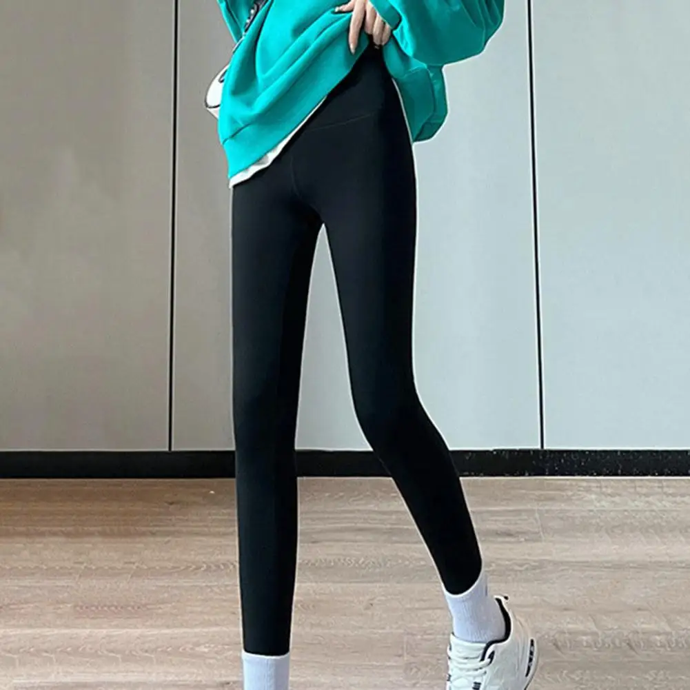 

High Waist Thickened Control Tummy Hip Lifting Women Leggings Autumn Winter Solid Color Velvet Lining Shark Pants Streetwear