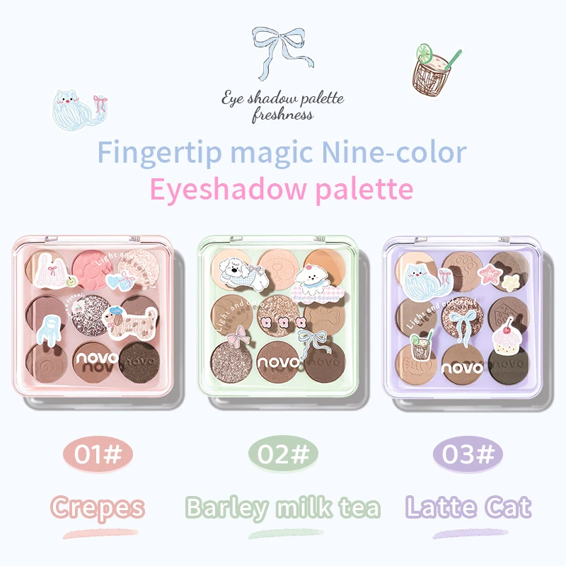 かわいい漫画アイシャドウパレットマットシマーナチュラルロングラスティング防水ブレンド可能 9 色高着色アイメイク