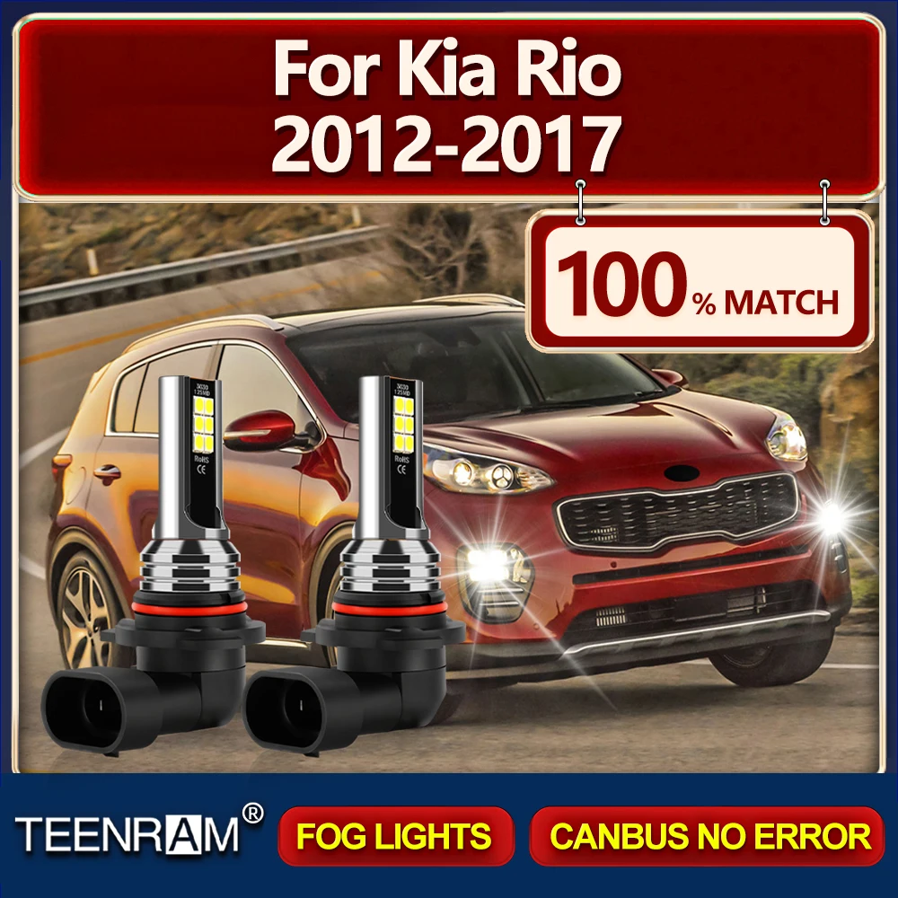 2PCS 60W LED Fog Lamps Bulbs 20000LM 9006 HB4 Fog Lights 12V 6000K High Power For Kia Rio 2012 2013 2014 2015 2016 2017