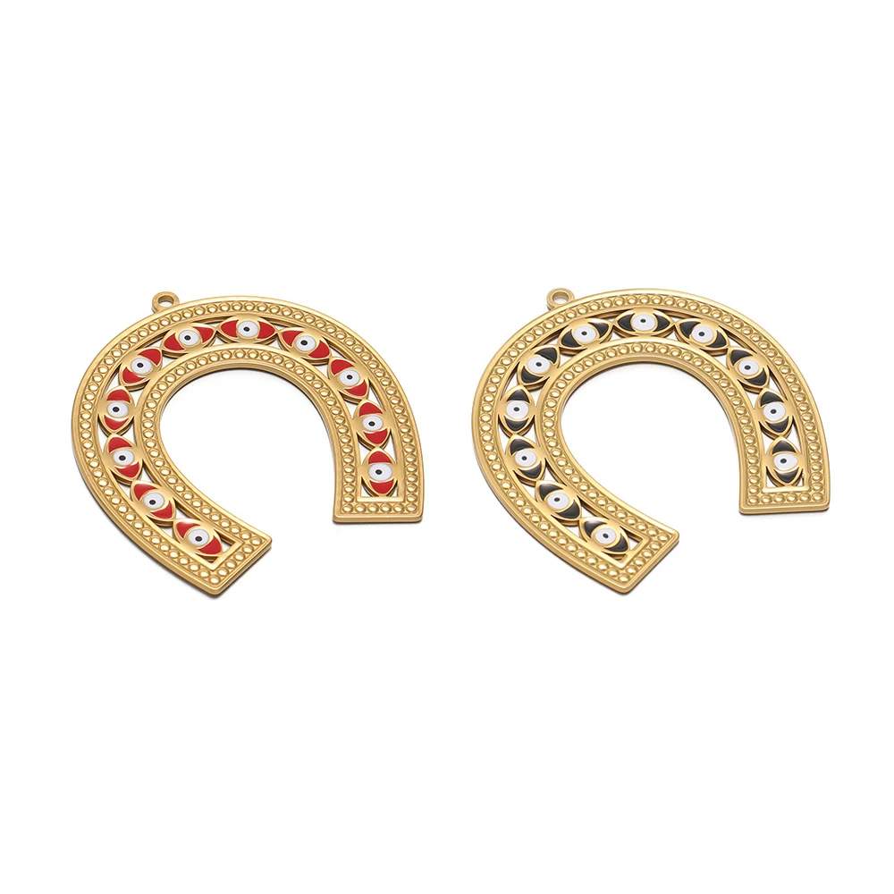

2 шт., эмалированные подвески в форме подковы из нержавеющей стали, подвески золотого цвета для самостоятельного изготовления ювелирных изделий ручной работы, ожерелье, браслет, компоненты