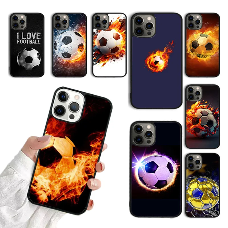 Fire Football Soccer Ball Phone Case For iPhone 15 16 SE2020 13 14 Pro Max 11 12 14 Pro Max 8 7 Plus 13 12 Mini Cover Fundas