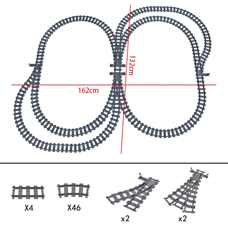 

MOC City Train Left Right Points Flexible Railway Electric Crossing Tracks Rails Forked Straight Curved Building Block Brick Toy