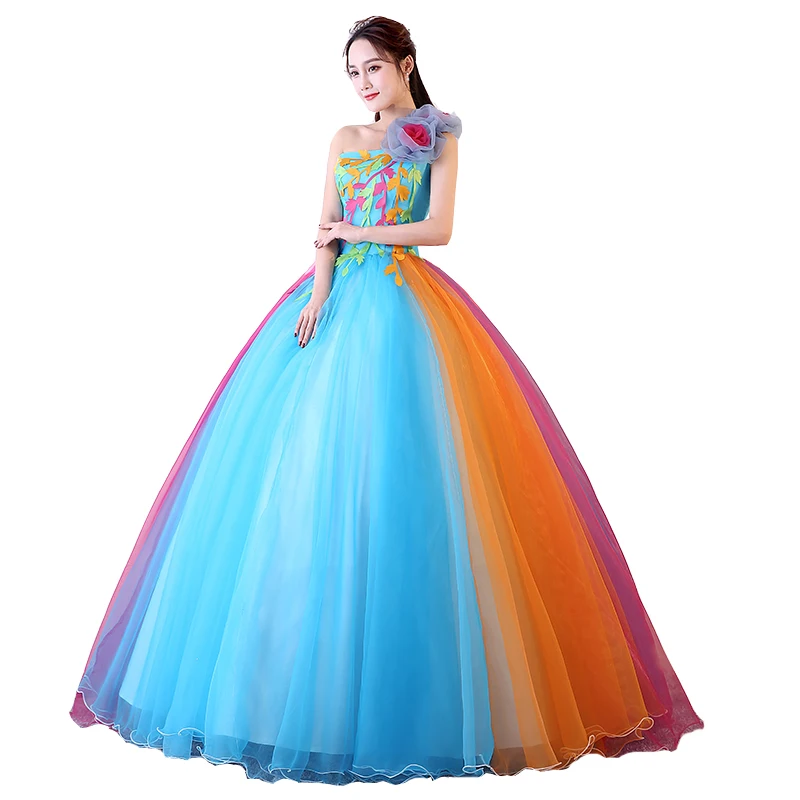 Mode Ein-schulter Candy Farbe Quinceanera Kleid Ärmelloses Party Kleider Mit EINER Großen Blume Boden-länge Vestido De debütantin