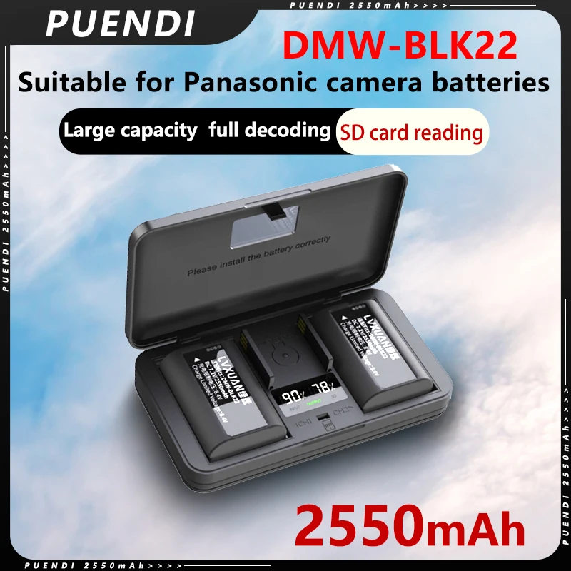 

DMW-BLK22 BLF19E BLF19 Battery and LCD USB Charger For Panasonic DC-S5,DC-S5K,DC-S9,G9,GH5 II,GH6,S5IIX,GH3,GH4,GH5 etc camera