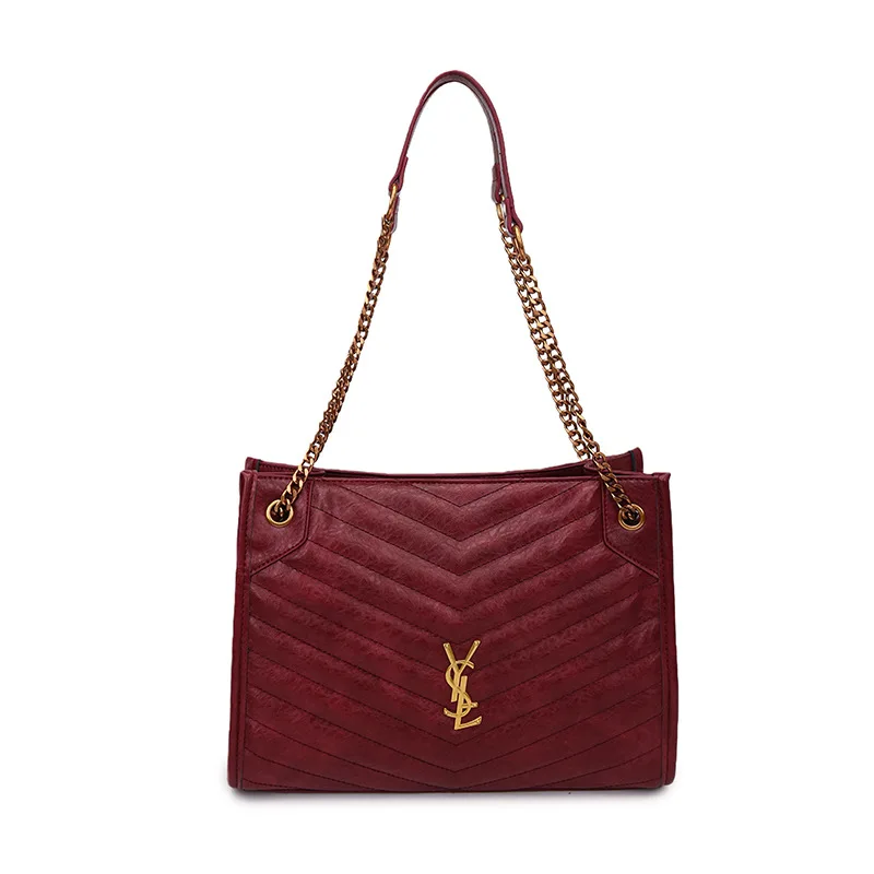  حقيبة يد جلدية مع حزام سلسلة، محفظة كتف عصرية للنساء، حقيبة كروس بمقبض علوي، حقيبة تسوق مزخرفة #5