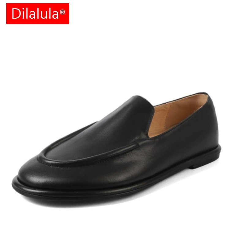

Dilalula 2025 Spring Genuine Leather Loafers Women Round Toe Comfortable Causal Flats Female Quality Flat Heel Daily Walk Shoes