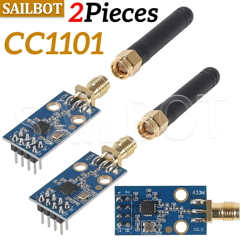 2pcs CC1101 433MHz Wireless Module With SMA Antenna Wireless Transceiver Module
