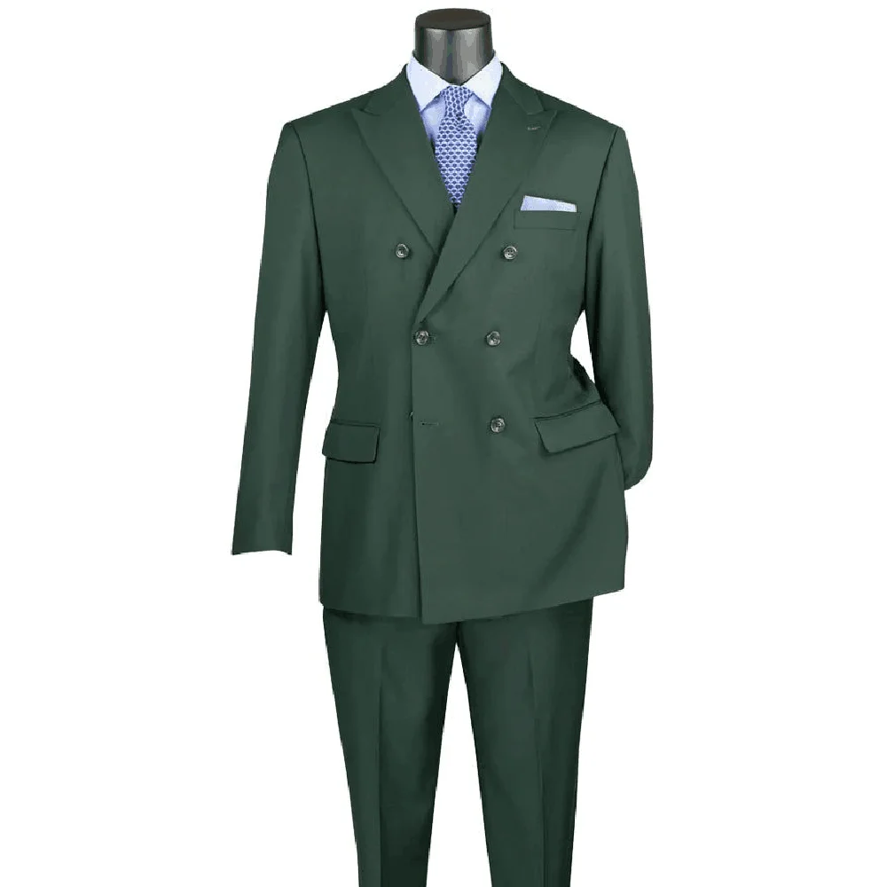

Green Men Suits 2 Pieces Jacket Pant High Quality Double Breasted Peak Lapel Business Formal Occasion Male Clothing 2025 Stylish