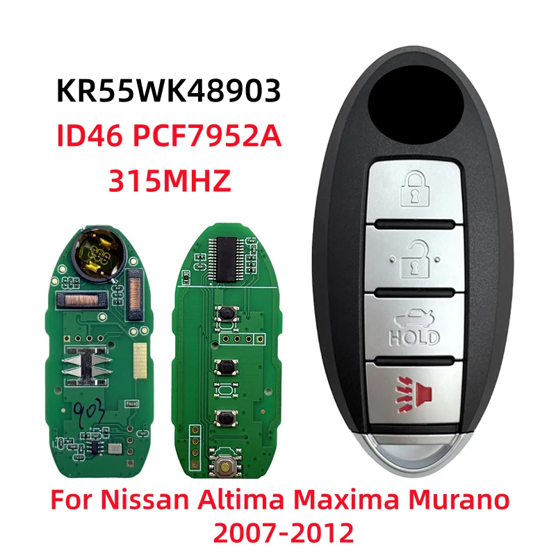 

KR55WK48903 4 кнопки бесключевой дистанционный смарт-брелок 315 МГц PCF7952 ID46 чип для Nissan Altima Teana Maxima Murano 2007-2012